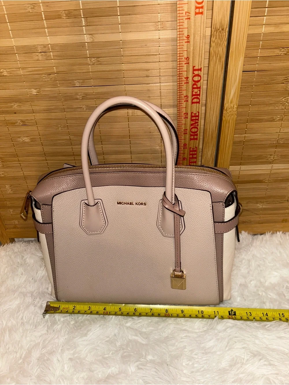 Michael Kors Mercer tote bag Pebble Leather Pink, White Beige Purse handbag